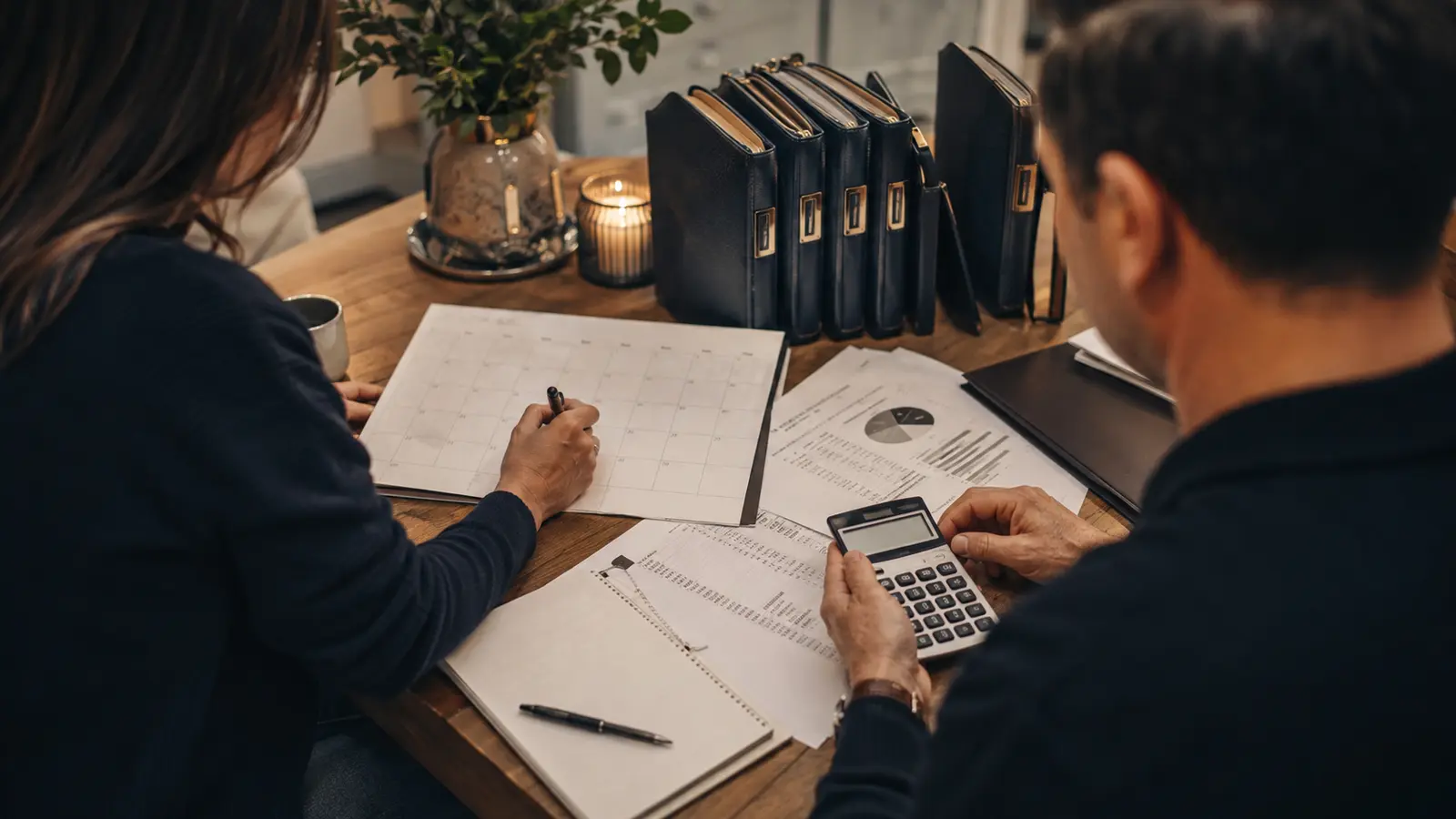 Adult household reviewing an annual sinking fund savings plan