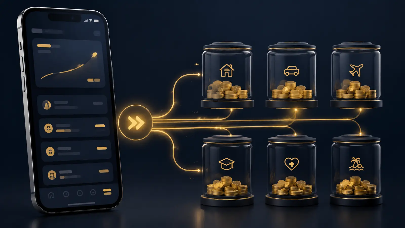 Automatic bank transfers distributing money across several sinking fund categories