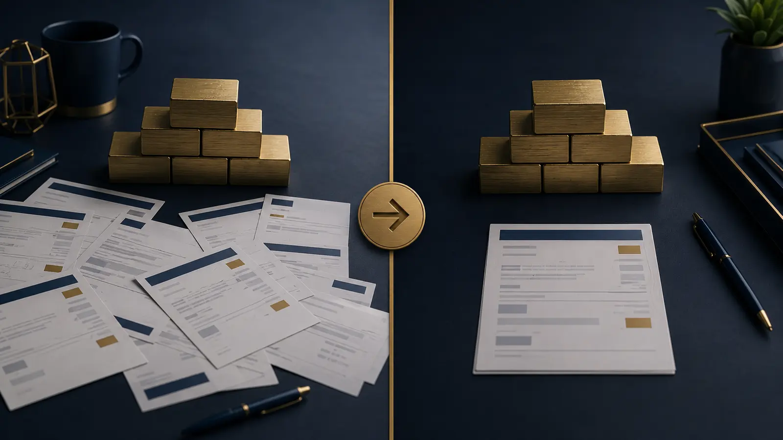 Before-and-after balance transfer organization with the same total debt