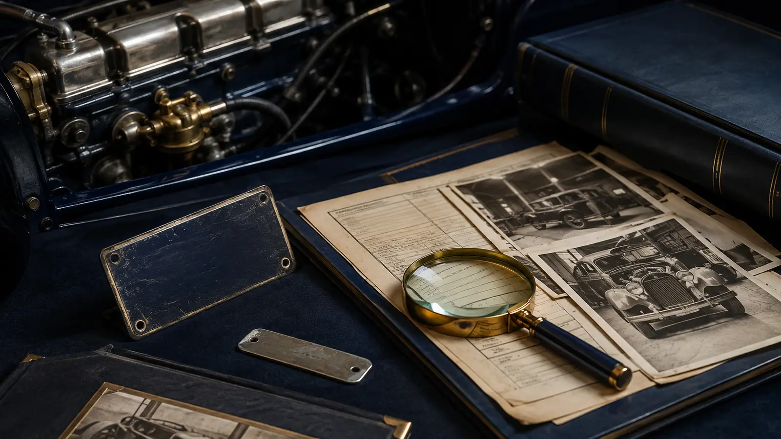 Verifying classic-car identification, build records, and archival photographs