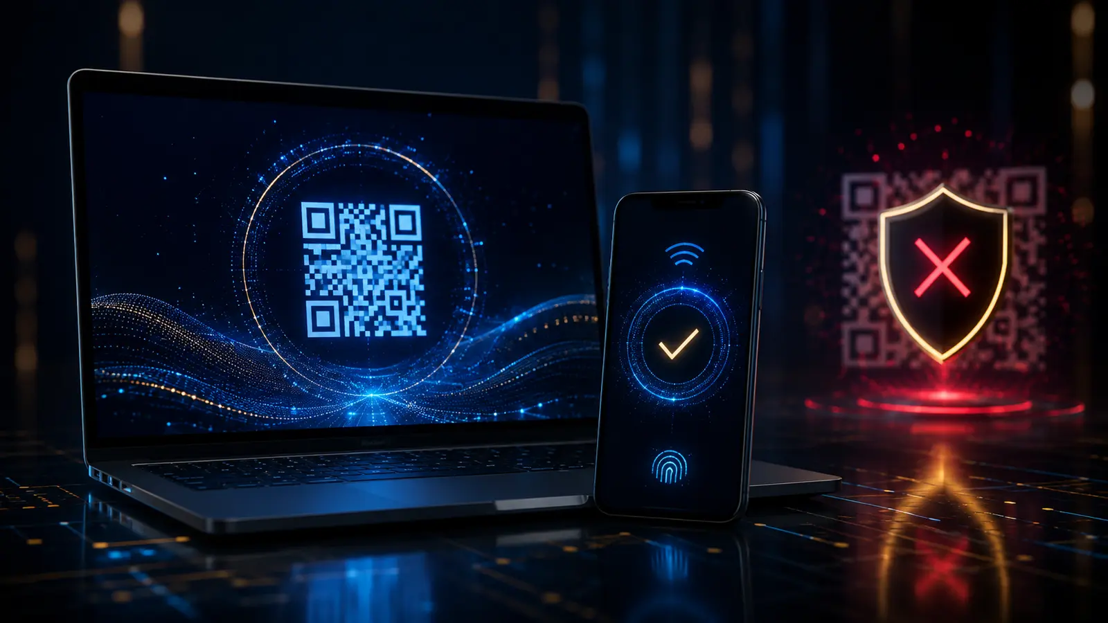 Safe nearby-device passkey sign-in compared with a suspicious QR code