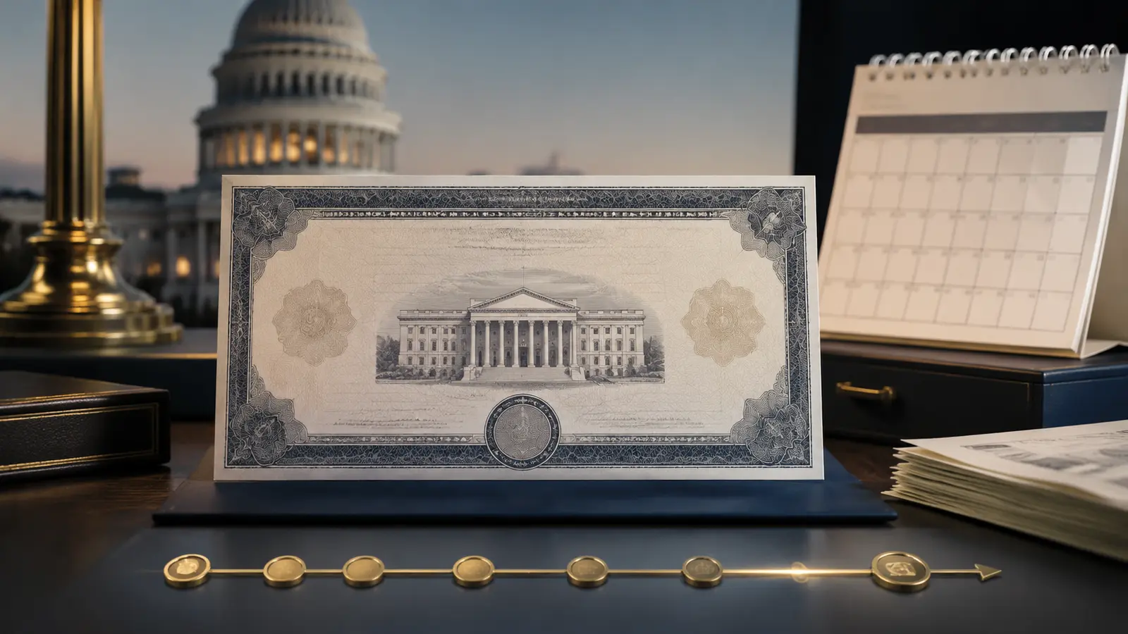Treasury bill shown as a short-term government security with a maturity calendar