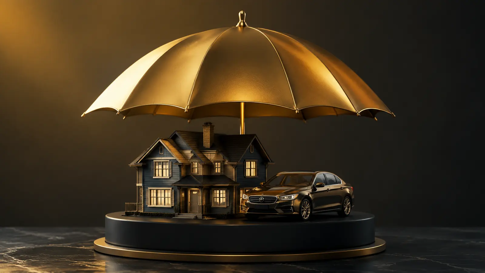 Layered umbrella insurance protection above home and auto coverage